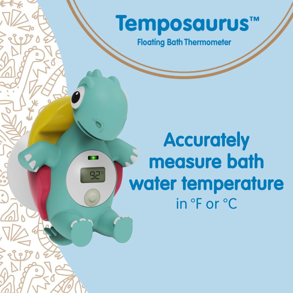 Dr. Brown's CleanUp Temposaurus Floating Bath Thermometer - Simple & Convenient to Use