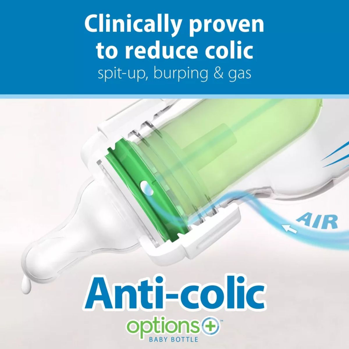 Dr. Brown’s Options+ Anti-Colic Narrow Glass Baby Bottle 4oz - Clinically Proven Anti-Colic Feeding
