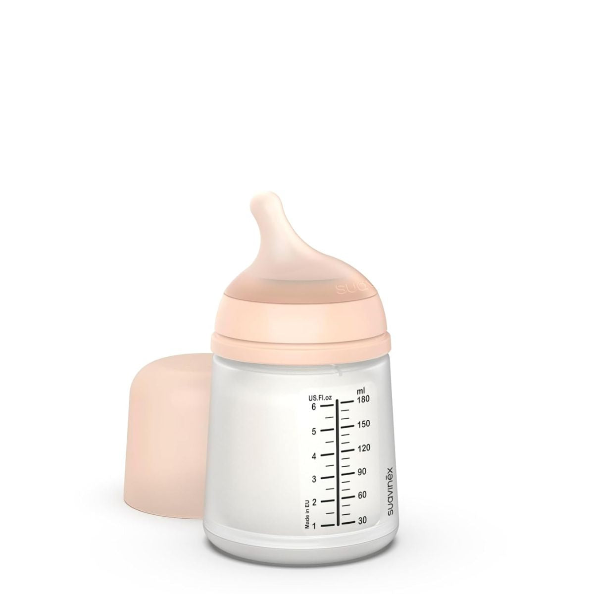 Suavinex Zero.Zero Anti-Colic Baby Bottle 6 oz Adaptable Flow 0M+ - Fair Tone - Ideal for Newborns and Early Stages