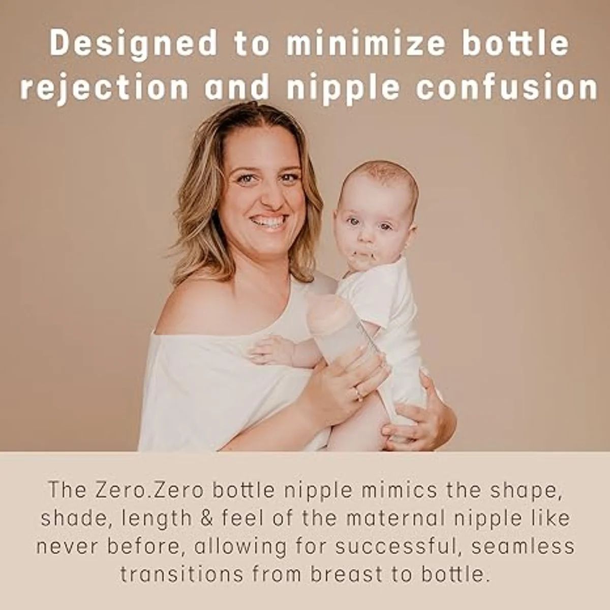 Suavinex Zero.Zero Asymmetrical Silicone Nipple Medium Flow 3M+ 2 Pack - Fair Tone - Smooth and Controlled Flow